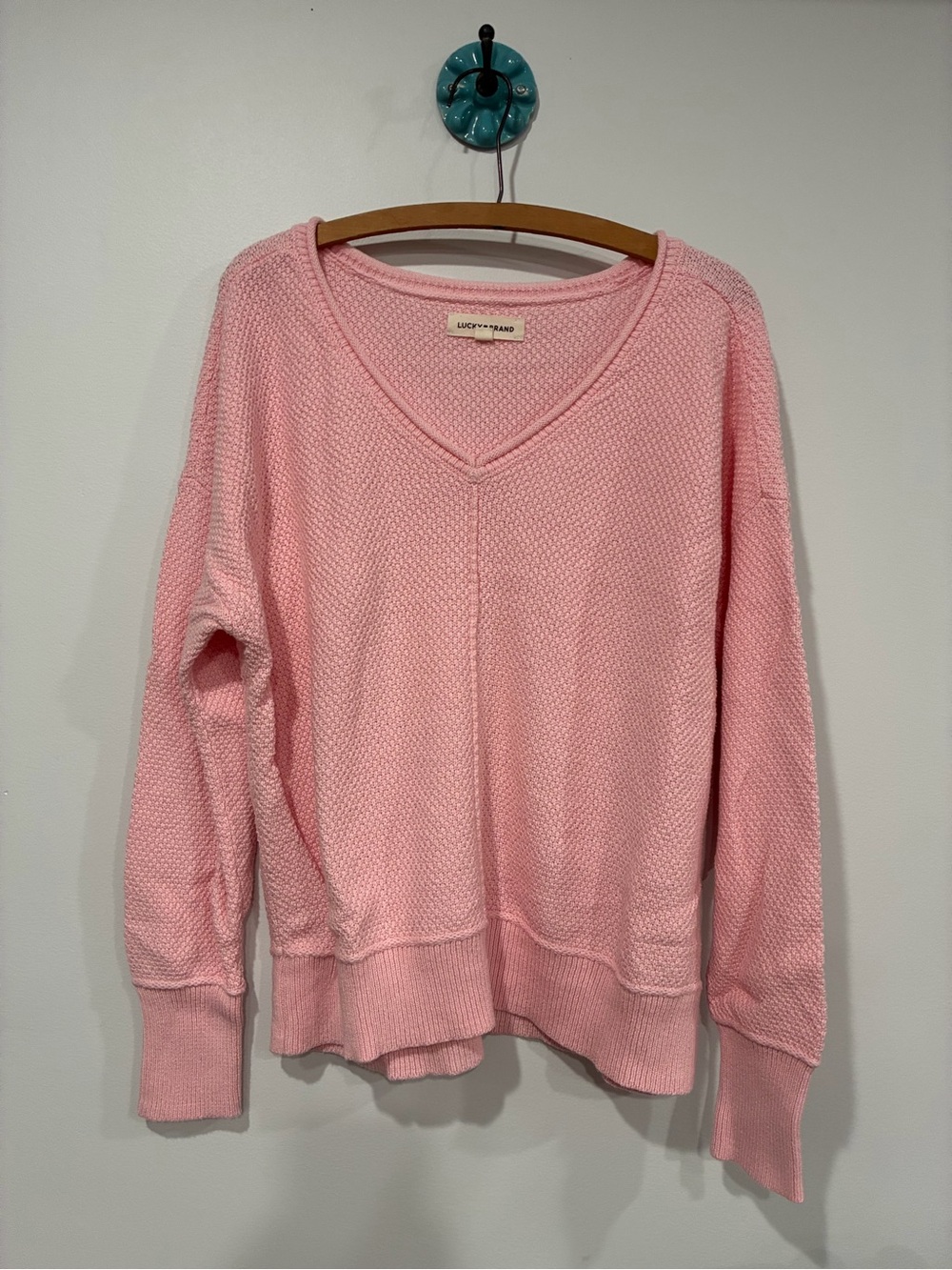 Lucky Brand Spring Summer Pink V-Neck Sweater